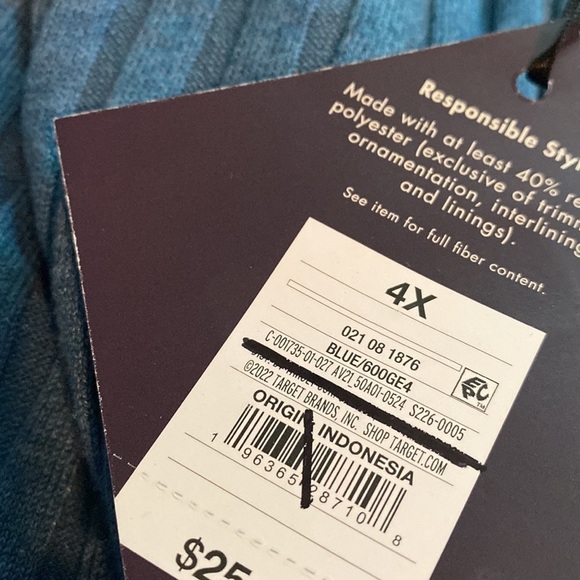 Ava & Viv shirt sleeveless one shoulder knit rubbed‎ blue 4x stretch NEW - Picture 4 of 4